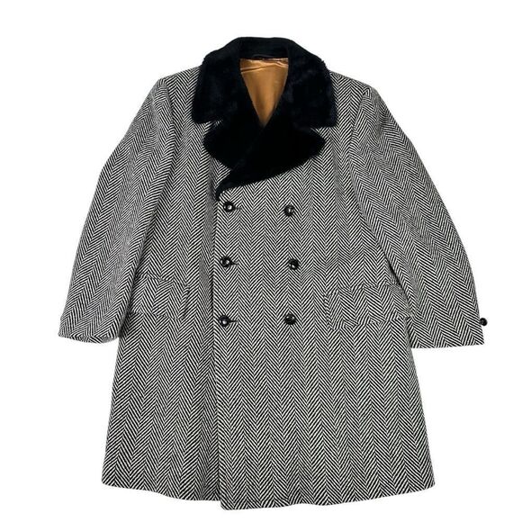 Vintage Louis Levy Clothing NYC Herringbone Fur Chillproof Coat - Picture 1 of 8